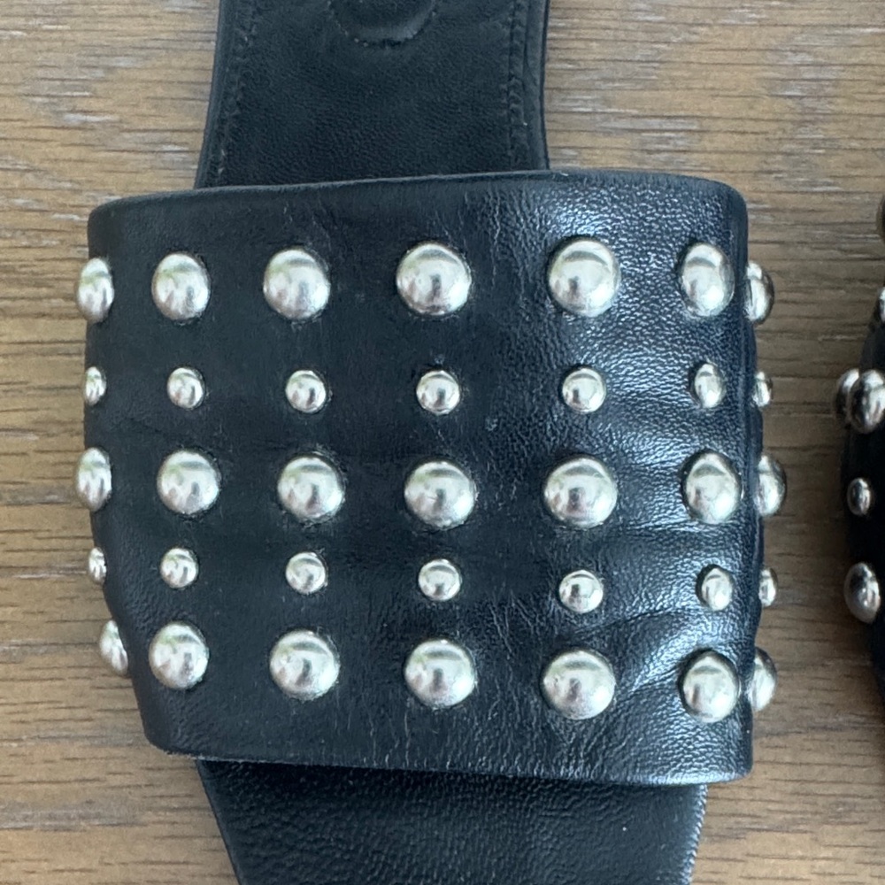 The Kooples Black Studded Leather Sandals - Picture 8 of 8